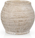 Small Rustic Cement Vase, 13cm (3.5" Opening) – Beige Farmhouse Planter for Pampas Grass & Dried Flowers, Living Room, Entryway & Bathroom Decor